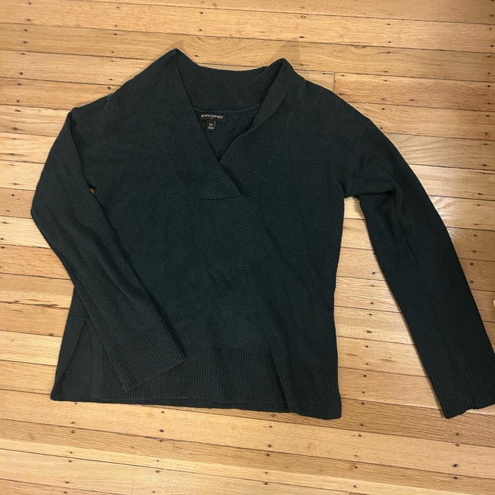 Dark Green V-Neck Sweater